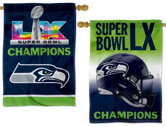 Seattle Seahawks Super Bowl LX 2026 Champions 2-Sided House Flag