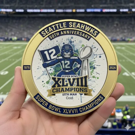 Seahawks 50th Anniversary Super Champions 12th Man Coin