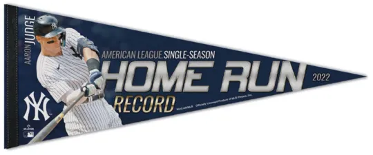 Aaron Judge New York Yankees 2022 Home Run Record Triangle Pennant