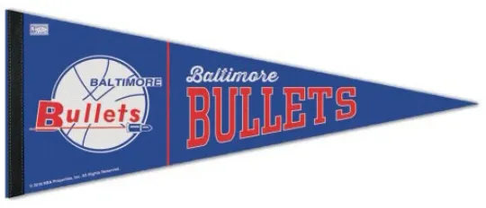 Washington Baltimore Bullets Retro 1960s Felt NBA Pennant