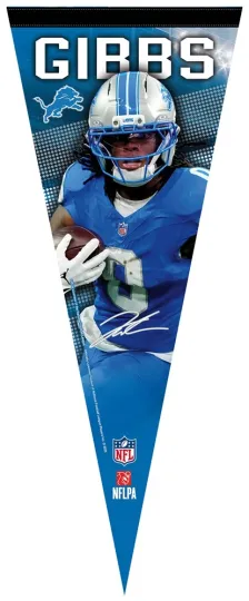 Discover JAHMYR GIBBS Detroit Lions Football Signature Felt Pennant