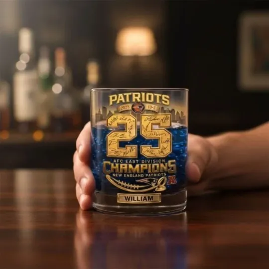 Discover [No box] Patriots 2025 East Division Champions Whiskey Glass