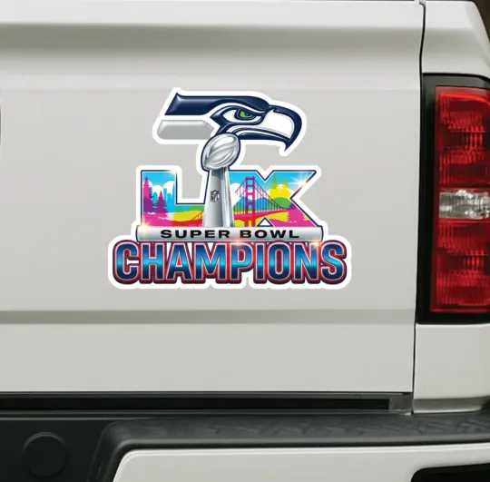 Seattle Seahawks Super Bowl LX Champions Decal Football Fan Sticker