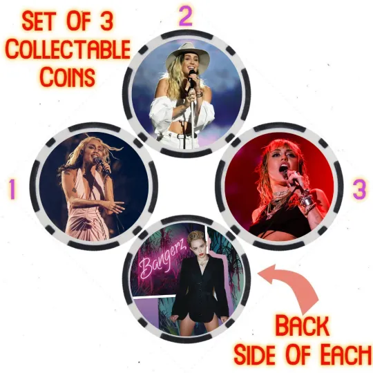 Discover MILEY CYRUS - 2023 BILLBOARD TOP 100 ARTIST - COLLECTABLE COIN SET  SET OF 3