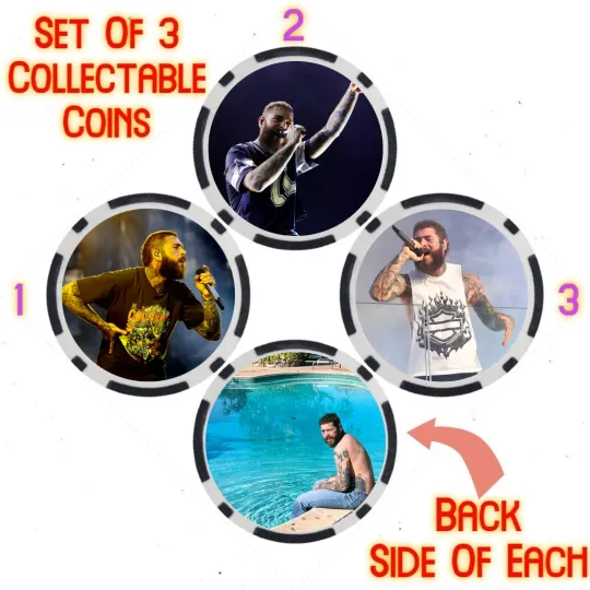 Discover POST MALONE - 2023 BILLBOARD TOP 100 ARTIST - COIN SET  SET OF 3