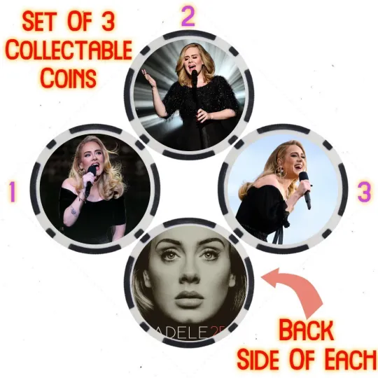 Discover ADELE - 2023 BILLBOARD TOP 100 ARTIST - COLLECTABLE COIN SET  SET OF 3