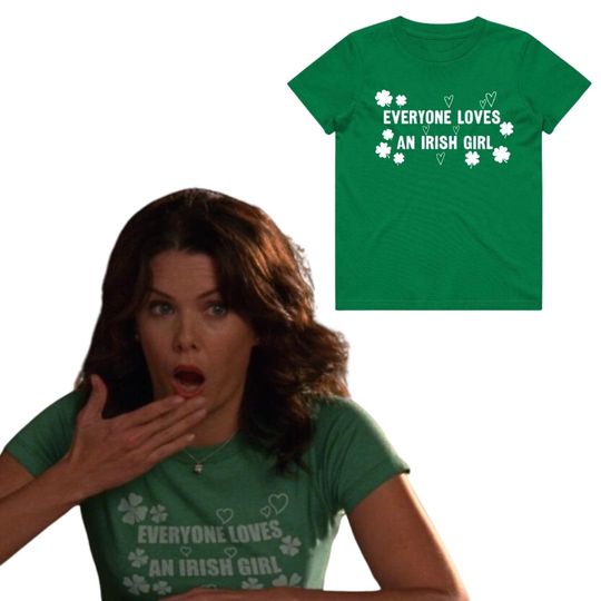 Discover Everyone Loves an Irish Girl - Cropped Fit Tee - Lorelai Inspired - Irish Green - Handmade Screen Printed - St Patricks Day Ireland