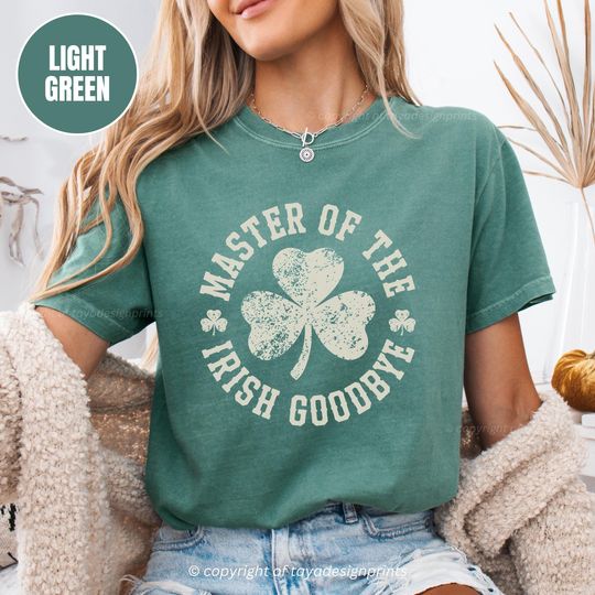 Discover Master of the Irish Goodbye Shirt, Comfort Colors 1717 St Patricks Day T-Shirt, Funny Irish Introvert Tee, Vintage Shamrock Graphic Shirt