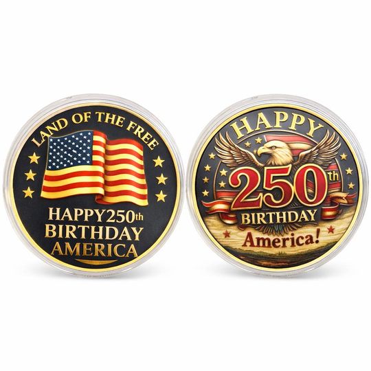 Discover 250th Birthday America Challenge Coin | Patriotic Collectible