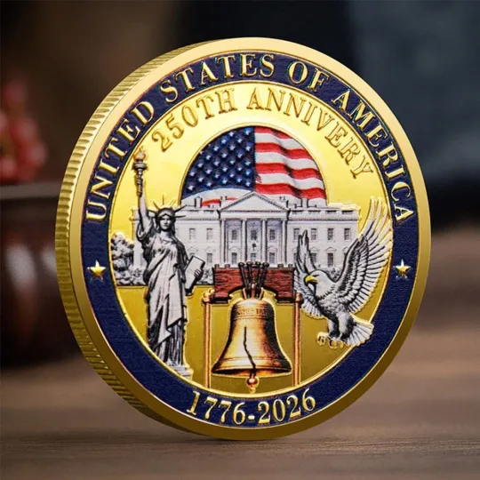 U.S. 250th Anniversary Commemorative Challenge Coin, Double-Sided High Relief Mi