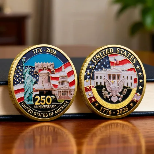 250th Anniversary Challenge Coin, Double-Sided Commemorative Coin for 250 Years