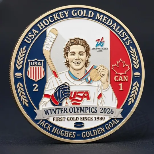 Jack Hughes 2026 Winter Olympics Gold Medal Commemorative Coin