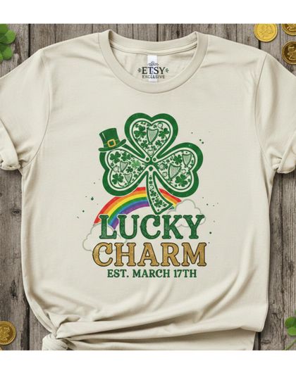 Discover Vintage St. Patrick's Day T-Shirt | Lucky Charm Clover Rainbow