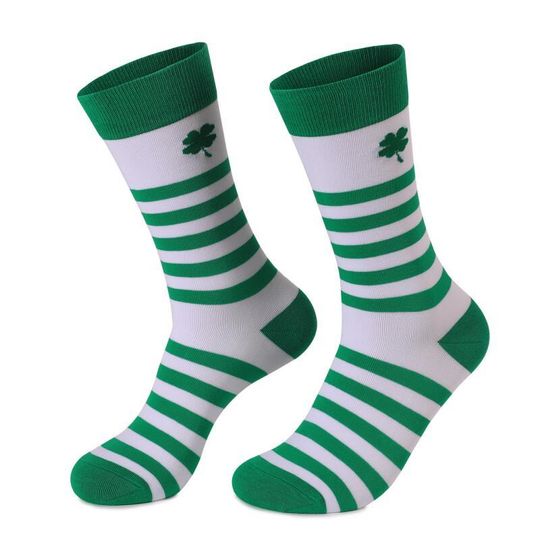 Discover Cross Border Four Leaf Clover Striped Socks Unisex St Patricks Day Thick Mid Calf Socks Sweat Absorbent Odor Resistant Socks