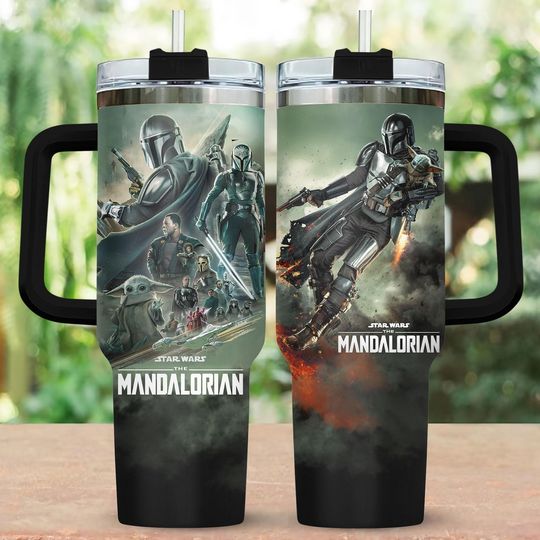 Discover The Mandalorian And Baby Yoda Tumbler 40Oz, Disney Star Wars Movie Tumbler, Galaxy Edge Tumbler, Cup For Men Women, Star Wars Fans Gift