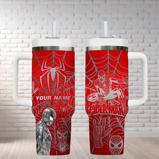Custom Spider-Man Tumbler 40Oz, Spiderman Coffee Tumbler, Spider Man Insulated Tumbler, Spidey Tumbler, Superhero Cartoon Cups