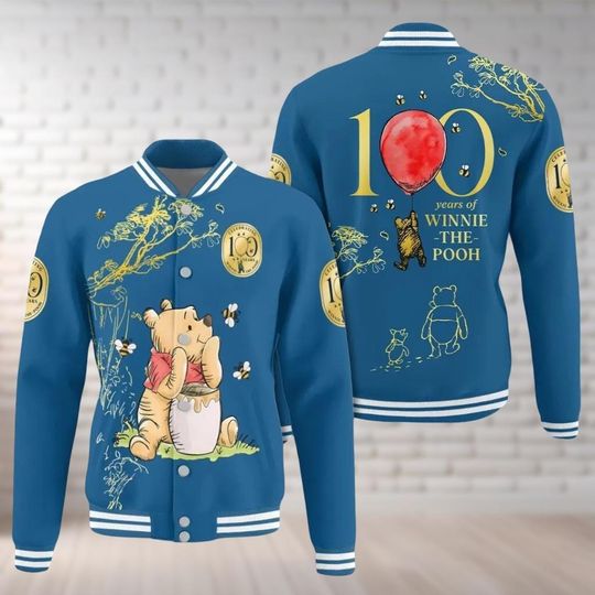Winnie The Pooh Baseball Jacket, 100 Years Of Friendship Jacket, Pooh And Friends Unisex Jacket, Disney Cartoon Shirt, Movie Lover Gift