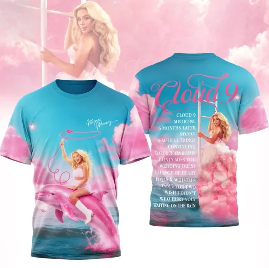 Discover Megan Moroney Cloud 9 Pink Dolphin Album Merch 3D T-Shirt