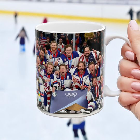 2026 Hockey Gold Medal Mug, Winter Olympics Hockey Fan Gift, Team USA Victory Coffee Cup, Olympic Champion Ceramic Mug