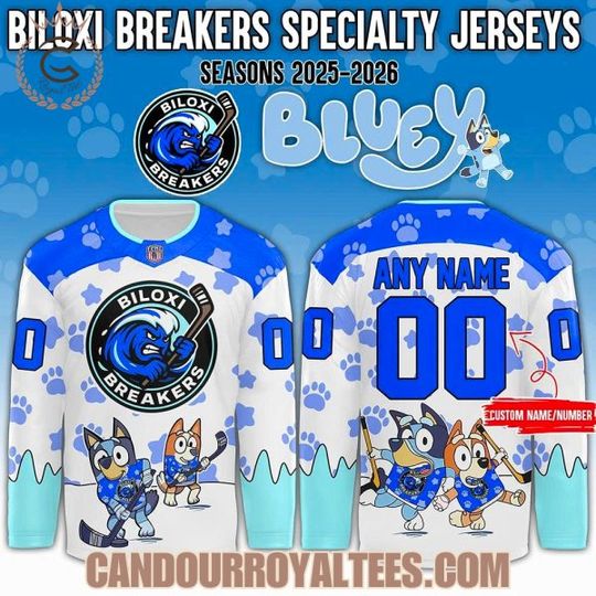 Discover Biloxi Breakerss x BlueyDad Day 2025 Hockey Jersey