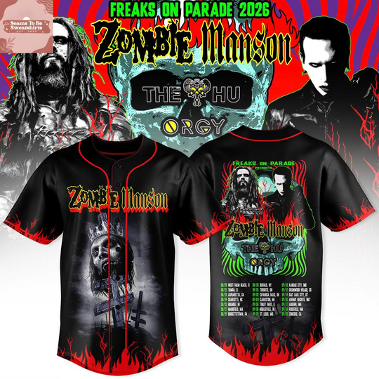Rob Zombie x Marilyn Manson Freaks On Parade Tour 2026 Schedule Baseball Jersey
