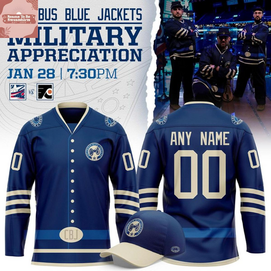 Discover Columbus Blue Jackets x Military Appreciation Night 2026 Personalized Hockey Jersey