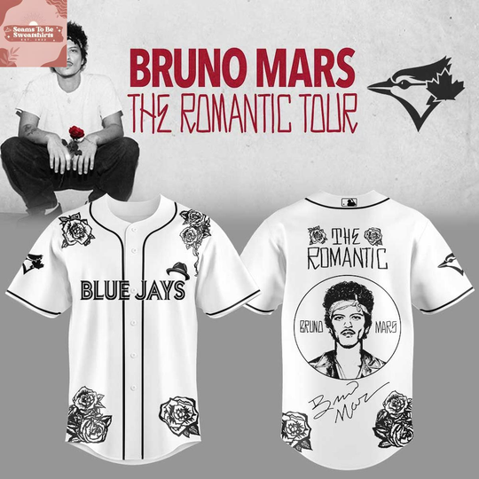 Discover Toronto Blue Jays x Bruno Mars The Romantic Tour 2026 Baseball Jersey