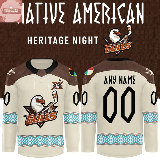 Discover San Diego Gulls x Native American Heritage Night 2026 Personalized Hockey Jersey