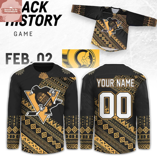 Discover Pittsburgh Penguin 2026 Black History Month Personalized Hockey Jersey
