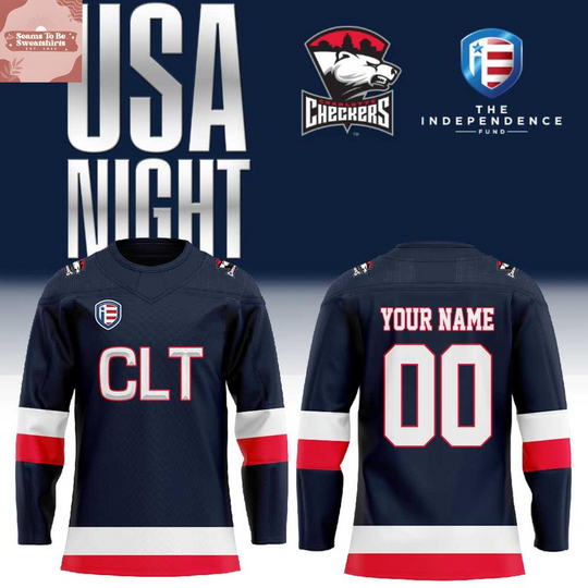 Discover Charlotte Checkers USA Night 2026 Personalized Hockey Jersey