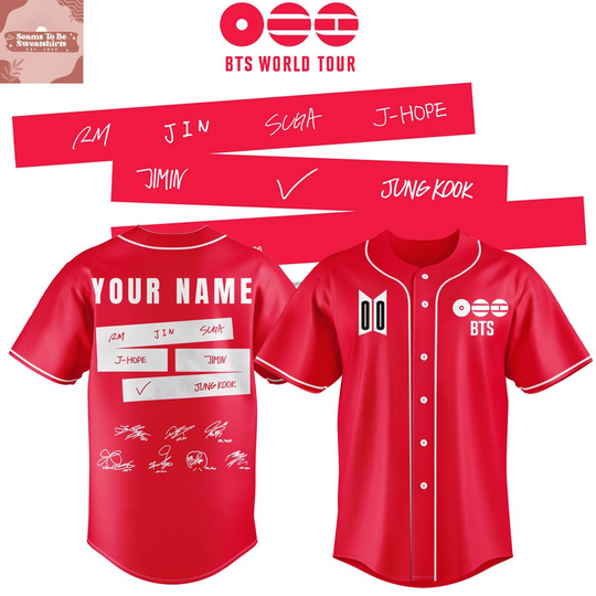 Discover BTS Comeback & World Tour 2026 Personalized Red Baseball Jersey