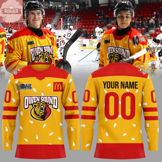 Discover Owen Sound Attack Warmin Up In Support Of Ronald McDonald House 2026 Personalized Hockey Jersey