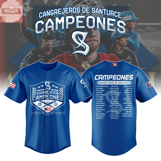 Discover Cangrejeros de Santurce Campion De La LBPRC 2026 Baseball Jersey
