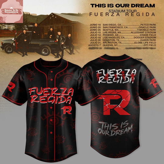Discover Fuerza Regida This Is Our Dream Stadium Tour 2026 All Black Baseball Jersey