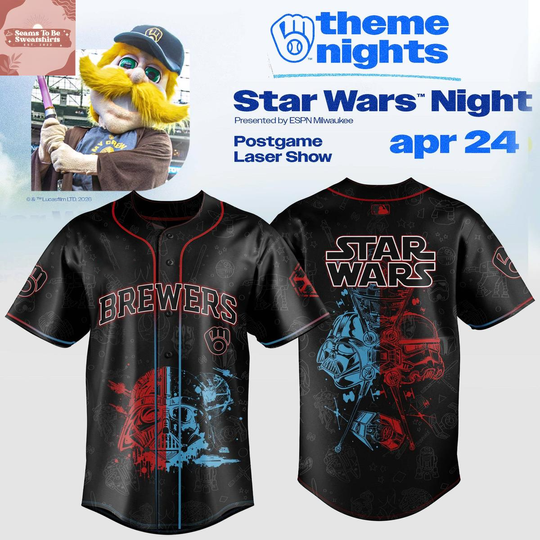 Discover Milwaukee Brewers x Star Wars Night 2026 Baseball Jersey