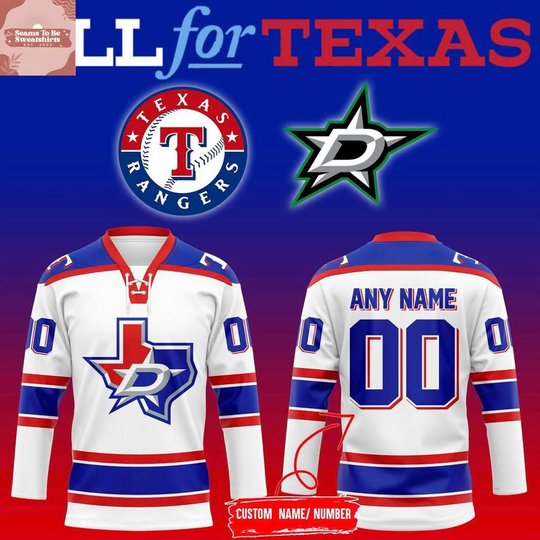 Discover Texas Rangers x Dallas Stars Night All for Texas 2026 Personalized Hockey Jersey