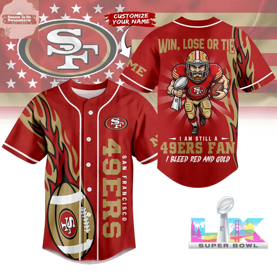 San Francisco 49ers 2026 I Bleed Red And Gold Personalized Baseball Jersey