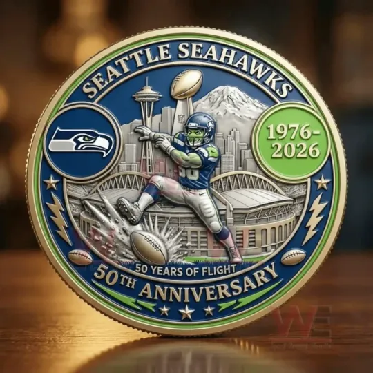 Seattle Seahawks 50th Anniversary 50 Years of Flight 1976-2026 Coin