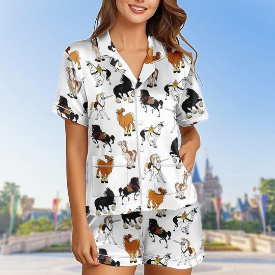 Disney Princess Horses Pajamas Set, Disney Horse Sleepwear, Animal Kingdom Pajama, Cute Horse Pajamas Set, Disneyland Trip Gift