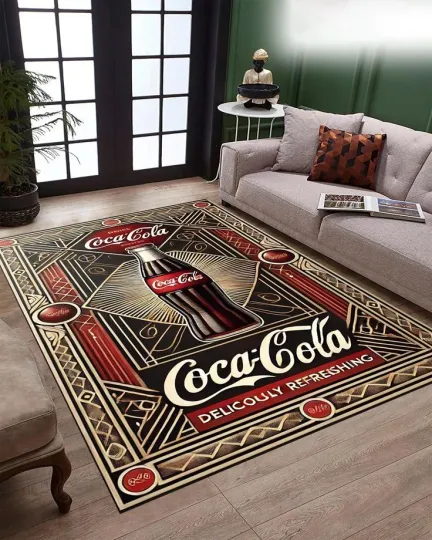 Discover Coca Cola Rug, Dr Pepper Regtangle Rug, Coca Cola Pattern Rug, Coke Rug