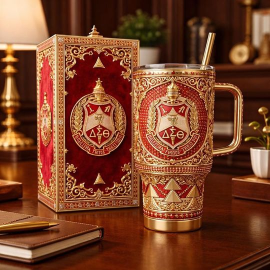 Red Gold Sorority Inspired Tumbler 40oz,  (No box, Only Tumbler)
