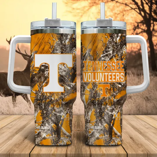 Tennessee College Football Fan Camo Tumbler With Handle