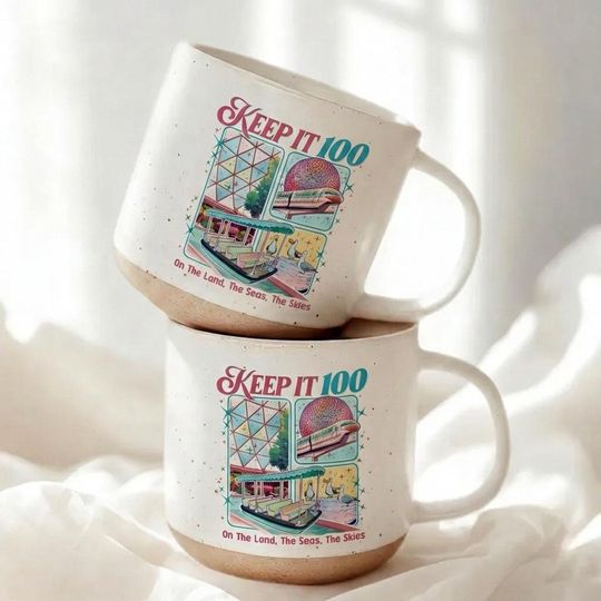 Keep It 100 Coffee Mug, The Land The Seas The Skies Mug, Disney Themed Mug, Practical Magic Pottery Mug, Magic Kingdom Mug, Gift For Her