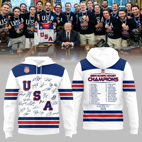 Discover USA Hockey Olympic 2026 All Over Hoodie Shirt - Size S to 5XL