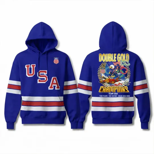 2026 USA Hockey Olympic All Over Hoodie Shirt - Size S to 5XL V01