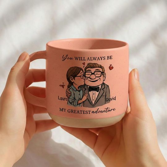 My Greatest Adventure Pottery Mug, Carl And Ellie Mugs, Custom Coffee Mug Couples, Couples Name Mug, Up Movie Mug