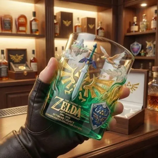The Legend of Zelda 40th Anniversary Whiskey Glass