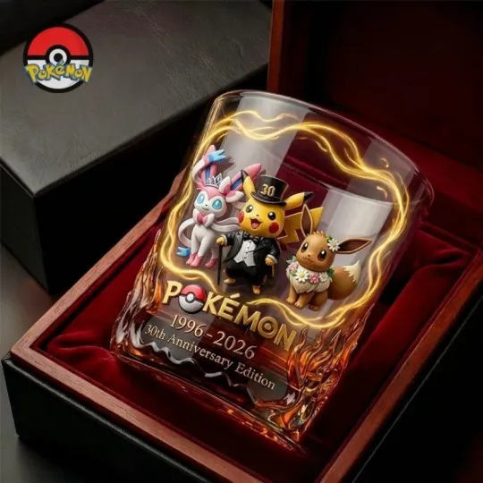 Eevee Sylveon Pika 30th Anniversary Whiskey Glass