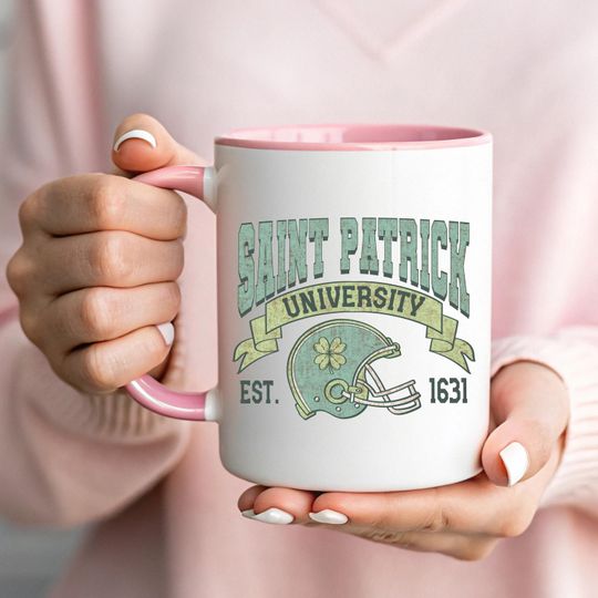 Discover Saint Patrick University Mug | St Patricks Day Cup | Trendy Football Mug | College Style Irish Mug