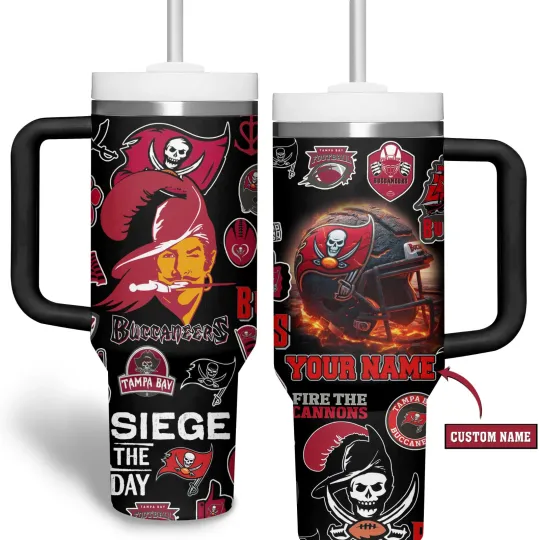 Discover Custom Red Black Football Fan Insulated Tumbler With Handle